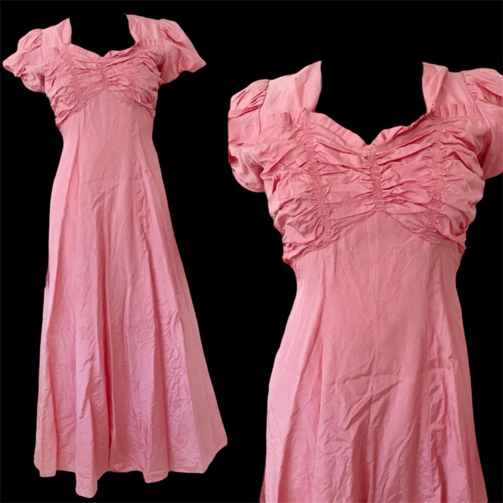 ANTIQUE vintage 1930s coral pink dress